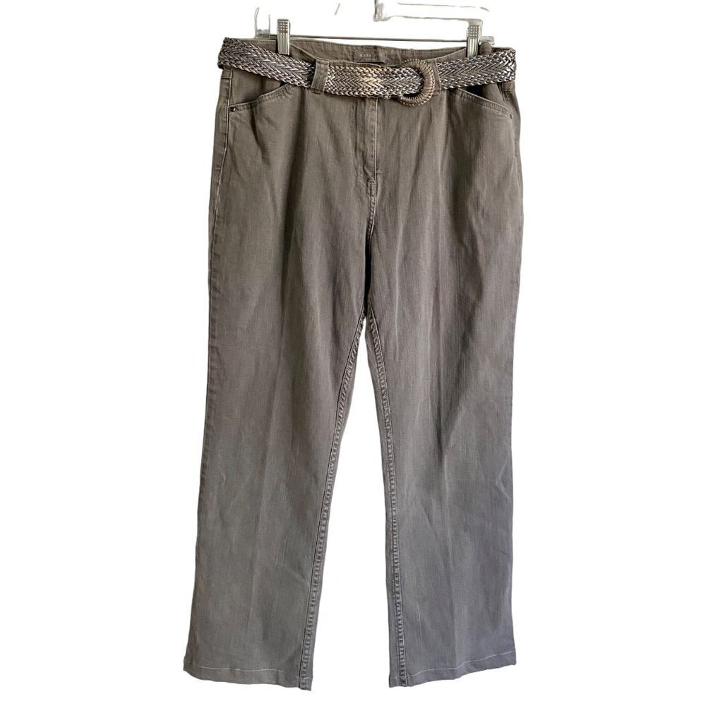 Kate Hill Casual Grey Wash Jeans with Belt Women's Size 14